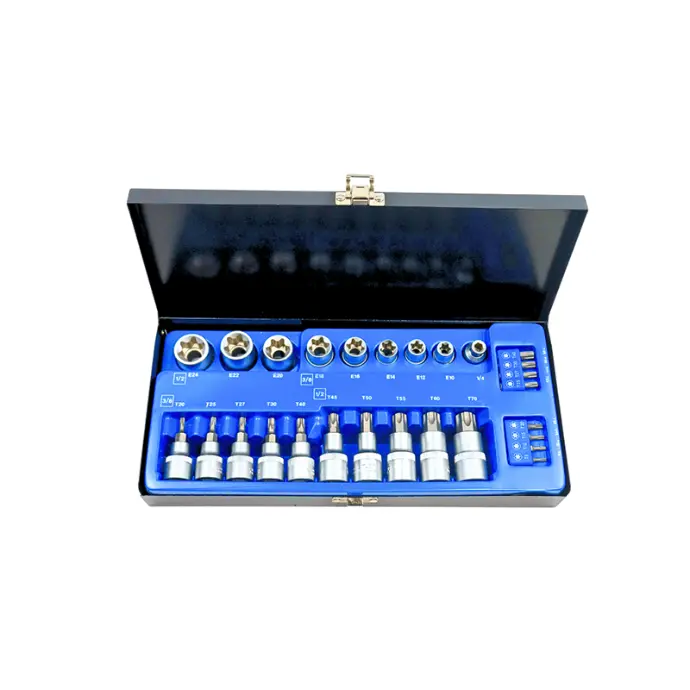 SET DE PUNTAS Y COPAS TORX DE 27 PCS